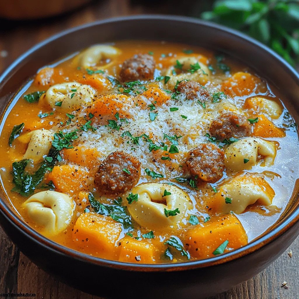Die Gemütliche Kürbis-Wurst Tortellini-Suppe ist das perfekte Gericht für kalte Herbsttage. Wenn die Blätter fallen und die Temperaturen sinken, gibt es nichts Besseres, als sich mit einer warmen, herzhaften Suppe zu umarmen. Diese Suppe kombiniert die Süße des Butternut-Kürbisses mit der herzhaften Würze italienischer Wurst und zarten, frischen Käse-Tortellini. Das Ergebnis ist ein wohltuendes Gericht, das die ganze Familie erfreut und gleichzeitig einfach zuzubereiten ist.