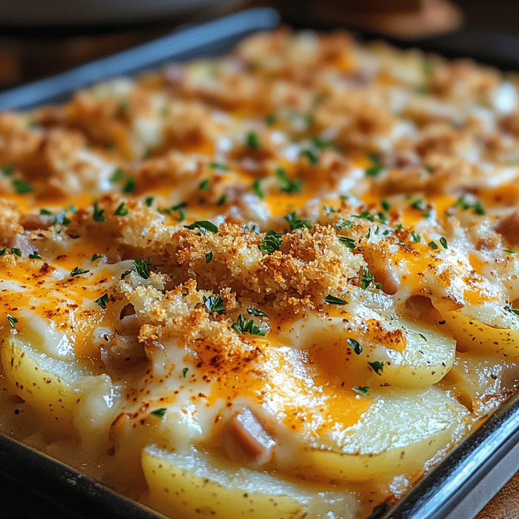 Der Cheesy Ham & Potato Genuss Auflauf ist ein wahres Comfort Food, das in jeder Jahreszeit für Freude und Zufriedenheit sorgt. Mit seiner herzhaften Kombination aus geschichteten Kartoffeln, würzigem Schinken und reichhaltigem Käse ist dieses Gericht nicht nur ein Fest für den Gaumen, sondern auch ein Highlight für jedes Familienessen oder ein gemütliches Beisammensein mit Freunden. Die Zubereitung ist einfach und erfordert keine besonderen Kochkünste, was ihn zu einer idealen Wahl für alle macht, die nach einer schmackhaften und zugleich unkomplizierten Mahlzeit suchen.