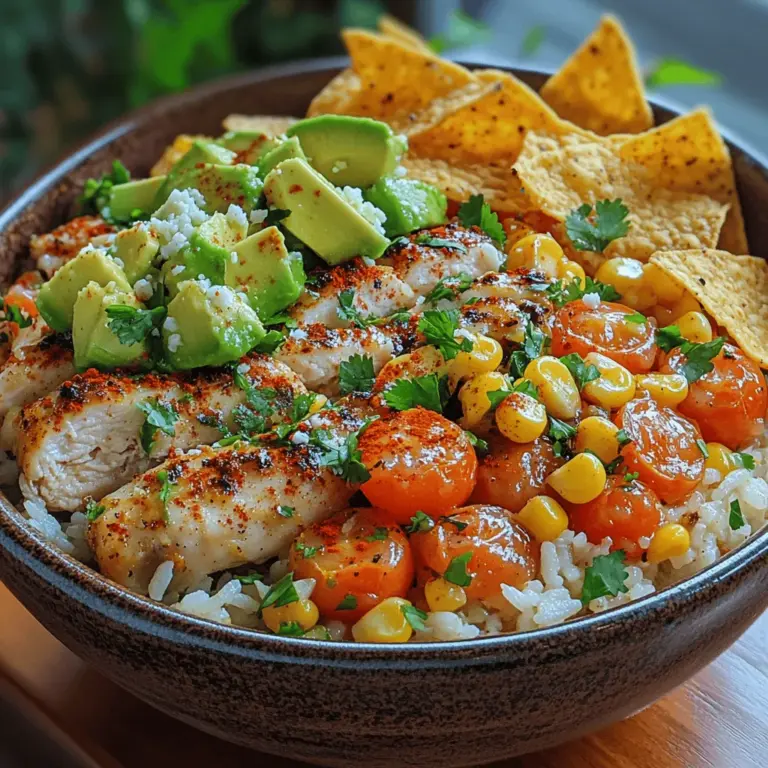 Um die Street Corn Chicken Rice Bowl zuzubereiten, benötigen Sie eine Reihe von frischen Zutaten, die nicht nur für den Geschmack, sondern auch für die Textur des Gerichts entscheidend sind. Hier ist eine Übersicht über die wichtigsten Zutaten: