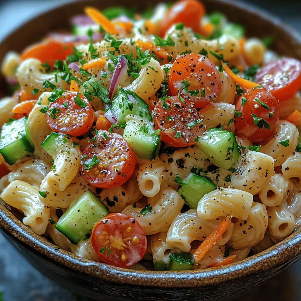 Um diesen cremigen veganen Macaroni-Salat zuzubereiten, benötigen Sie einige grundlegende Zutaten, die leicht erhältlich sind. Hier ist eine detaillierte Liste der benötigten Zutaten: