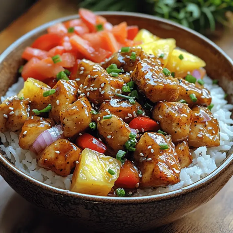 In dieser aufregenden kulinarischen Reise nehmen wir Sie mit in die tropische Welt des Ananas-Hühnchen Teriyaki. Dieses Gericht vereint saftiges Hühnchen mit der Süße frischer Ananas und der Würze von Teriyaki-Sauce, was es zu einer perfekten Wahl für ein schnelles und gesundes Abendessen macht. Die Kombination aus zartem Hähnchen, frisch geerntetem Obst und buntem Gemüse sorgt für ein Geschmackserlebnis, das sowohl die Sinne anregt als auch den Gaumen erfreut.