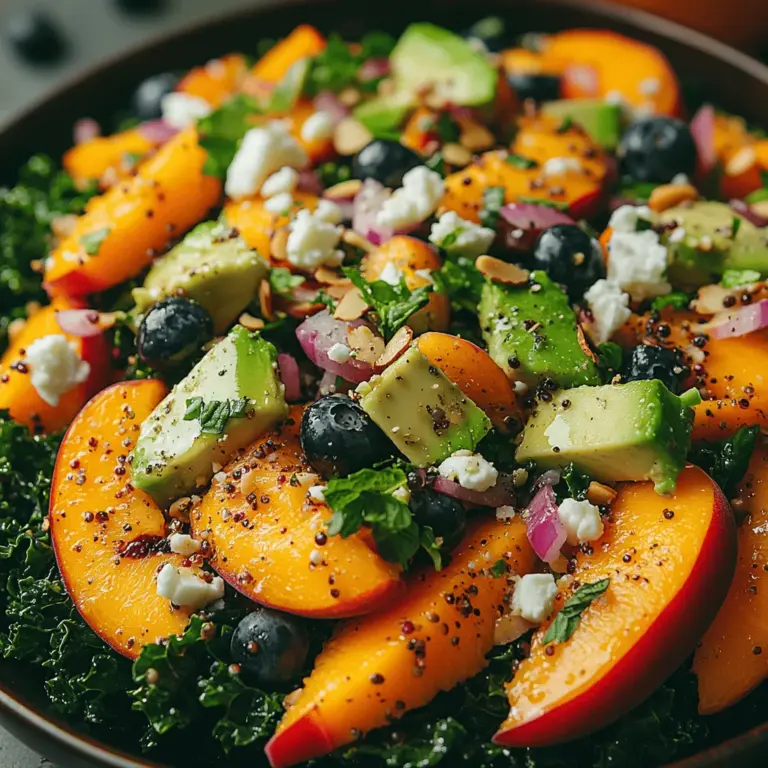 In der warmen Jahreszeit sehnen wir uns nach erfrischenden und gesunden Gerichten, die nicht nur köstlich, sondern auch nährstoffreich sind. Der lebhafte Sommerpfirsich- und Blaubeersalat mit Grünkohl ist das perfekte Gericht, um den Sommer in vollen Zügen zu genießen. Diese Kombination aus frischen Früchten, knackigem Gemüse und cremigem Feta bietet ein harmonisches Geschmackserlebnis, das sowohl für Grillabende als auch für leichtes Mittagessen geeignet ist.