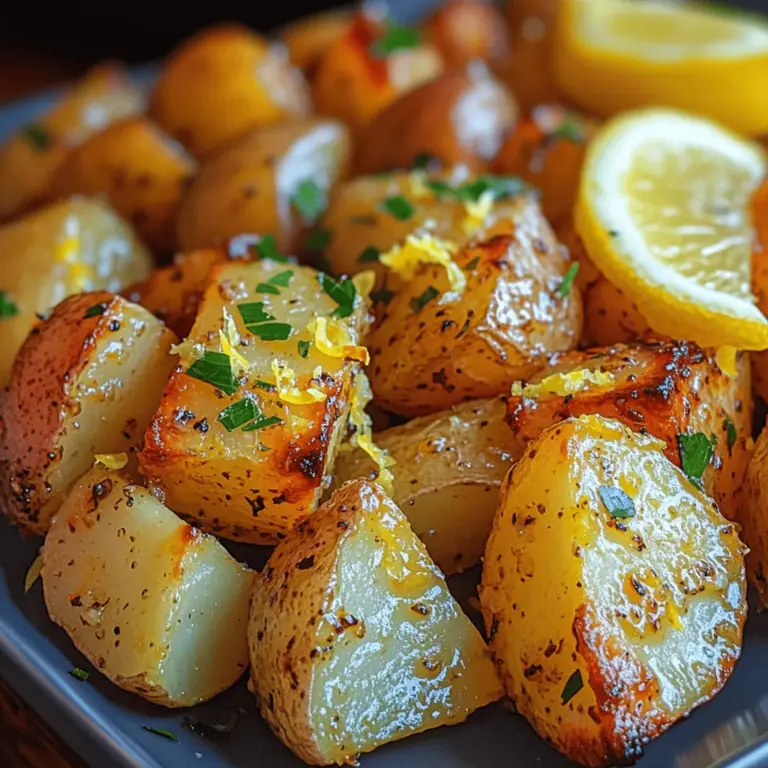 Um die Zesty Lemon Garlic Roasted Potatoes zuzubereiten, benötigen Sie folgende Zutaten: