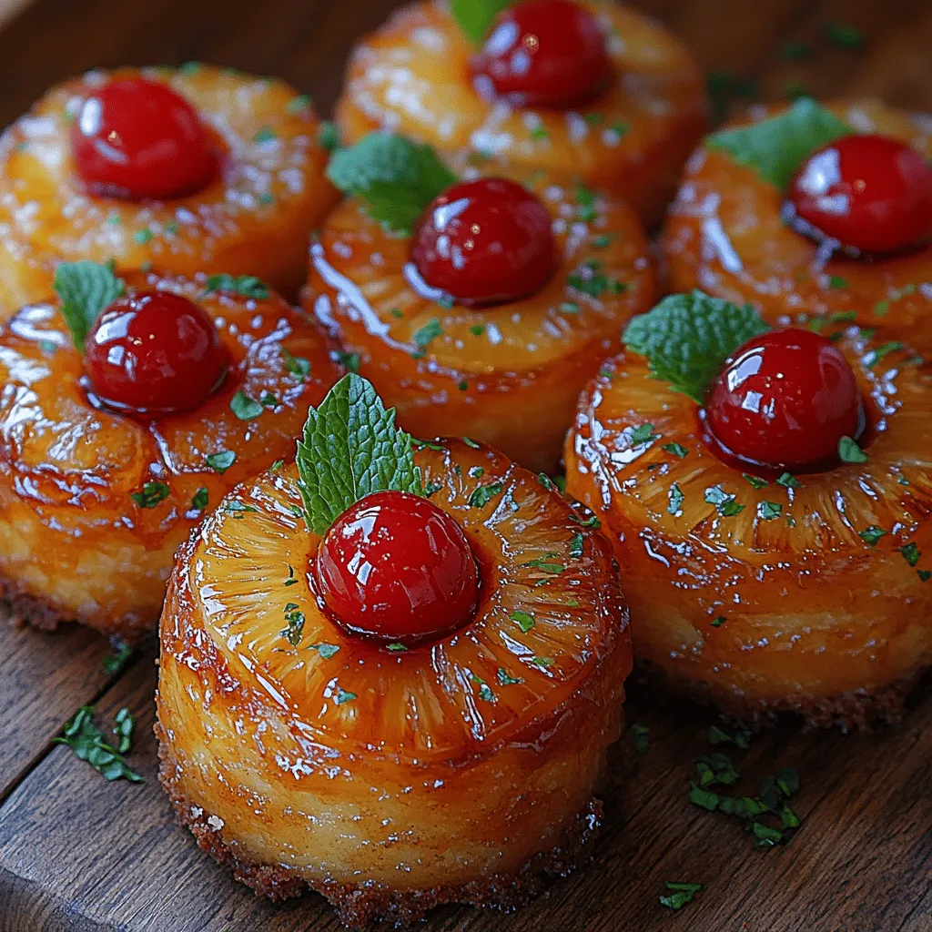 Tropische Freude: Mini-Ananaskuchen mit umgedrehter Oberseite ist ein verführerisches Dessert, das nicht nur den Gaumen erfreut, sondern auch das Auge anspricht. Diese kleinen Küchlein sind das perfekte Beispiel für eine harmonische Kombination aus frischen, saftigen Zutaten und einem zarten, fluffigen Teig. Mit ihrer goldgelben Farbe und dem süßen, fruchtigen Aroma bringen sie ein Stück tropisches Paradies auf jeden Tisch.
