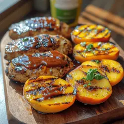 Die Kombination aus herzhaftem, gegrilltem Hähnchen und süßen, leicht rauchigen Pfirsichen ist nicht nur geschmacklich ein Traum; sie bringt auch eine wunderbare Textur und Farbe auf den Teller. Während das Hähnchen saftig und zart gegrillt wird, verwandeln sich die Pfirsiche auf dem Grill in süße, karamellisierte Köstlichkeiten, die jedem Bissen eine fruchtige Frische verleihen. Diese Geschmackskombination ist nicht nur einzigartig, sondern auch ein perfektes Beispiel dafür, wie man mit einfachen Zutaten ein raffiniertes Gericht kreieren kann.