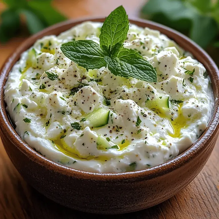 Zerkrümelter Feta-Käse: Als Basis des Dips sorgt der zerkrümelte Feta-Käse für eine cremige und zugleich würzige Note. Feta ist nicht nur geschmacklich ein Highlight, sondern auch eine hervorragende Proteinquelle. Er enthält zudem Kalzium und verschiedene Vitamine, die für eine ausgewogene Ernährung wichtig sind.