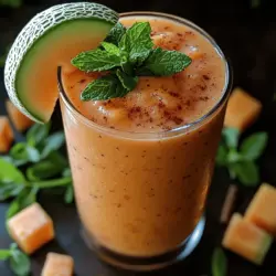 Cantaloupe, auch bekannt als Netzmelone, ist die Hauptzutat dieses Smoothies und verleiht ihm eine natürliche Süße und einen erfrischenden Geschmack. Diese melonenartige Frucht ist nicht nur lecker, sondern auch äußerst gesund. Sie ist reich an Vitaminen, insbesondere Vitamin A und C, und enthält wichtige Mineralien wie Kalium und Magnesium.