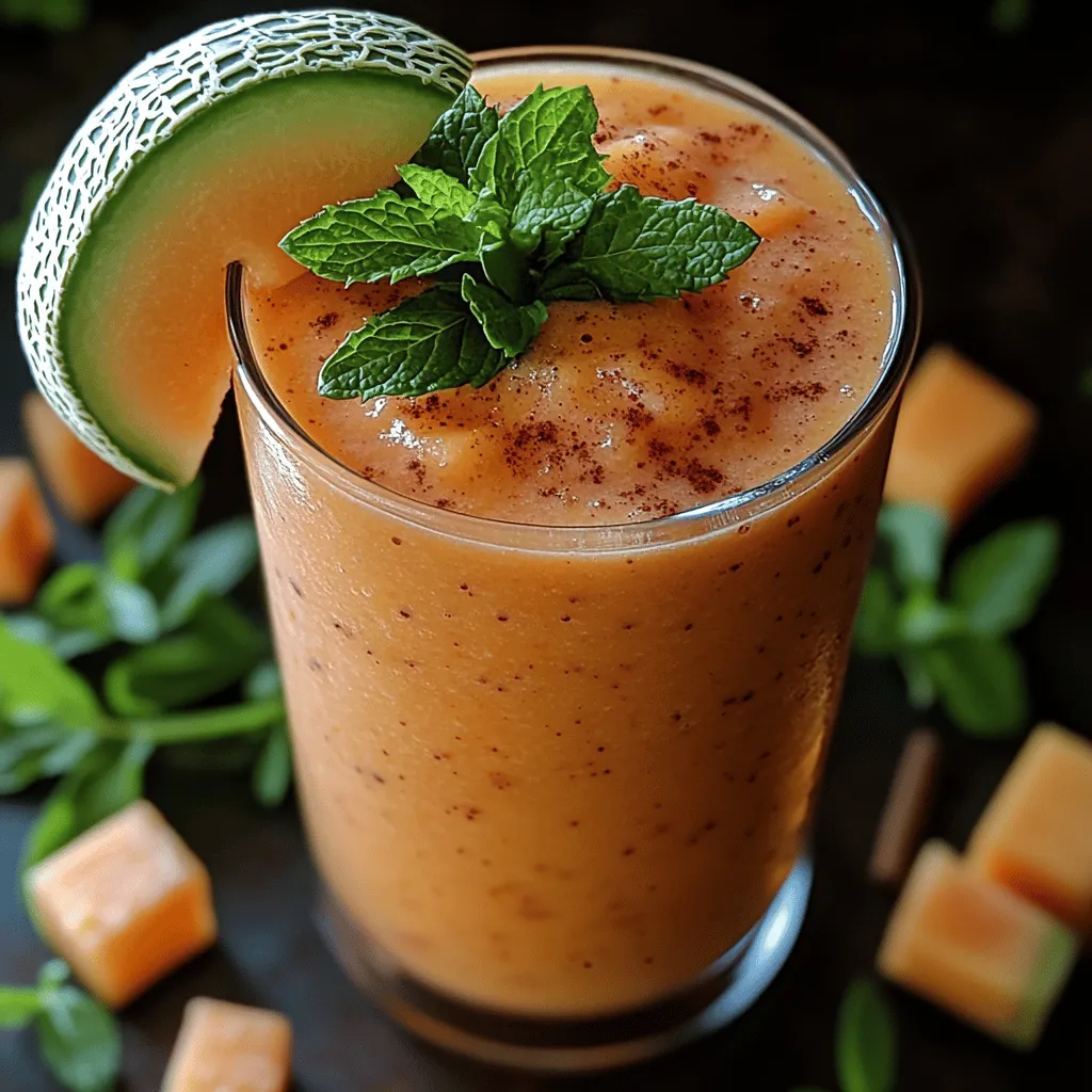 Cantaloupe, auch bekannt als Netzmelone, ist die Hauptzutat dieses Smoothies und verleiht ihm eine natürliche Süße und einen erfrischenden Geschmack. Diese melonenartige Frucht ist nicht nur lecker, sondern auch äußerst gesund. Sie ist reich an Vitaminen, insbesondere Vitamin A und C, und enthält wichtige Mineralien wie Kalium und Magnesium.