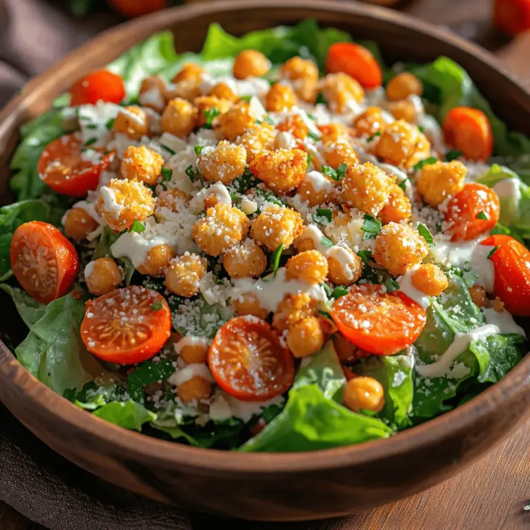 Der Knusprige Kichererbsen-Caesar-Salat ist eine innovative und gesunde Variante des klassischen Caesar-Salats, die mit knusprigen Kichererbsen und einem cremigen Dressing aus griechischem Joghurt aufwartet. Diese köstliche Mischung aus knackigem Gemüse und würzigen Aromen macht ihn zu einer perfekten Wahl für ein leichtes Mittagessen oder als Beilage zu jedem Abendessen. In diesem Artikel erkunden wir die einzelnen Komponenten dieses Rezepts, die Zubereitungsschritte und die gesundheitlichen Vorteile der verwendeten Zutaten.