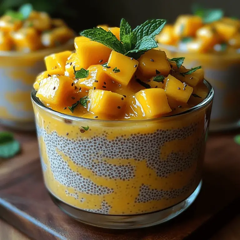 Der Tropische Paradies Mango Chia Pudding ist ein wahrer Genuss für alle, die frische und gesunde Snacks lieben. Diese köstliche und cremige Mischung aus reifen Mangos, nährstoffreichen Chiasamen und verführerischer Kokosmilch ist nicht nur ein Augenschmaus, sondern auch ein wahres Superfood, das zahlreiche gesundheitliche Vorteile bietet. Chiasamen sind bekannt für ihren hohen Gehalt an Omega-3-Fettsäuren, Ballaststoffen und Antioxidantien, während Mangos reich an Vitaminen, Mineralstoffen und Antioxidantien sind. Dieses Rezept ist nicht nur perfekt für ein erfrischendes Frühstück oder einen gesunden Snack, sondern eignet sich auch hervorragend als leichtes Dessert. Egal, ob Sie nach einer neuen Frühstücksidee suchen oder einfach einen gesunden Leckerbissen für zwischendurch zubereiten möchten, dieser Mango Chia Pudding wird Ihnen den ultimativen Frischekick geben.
