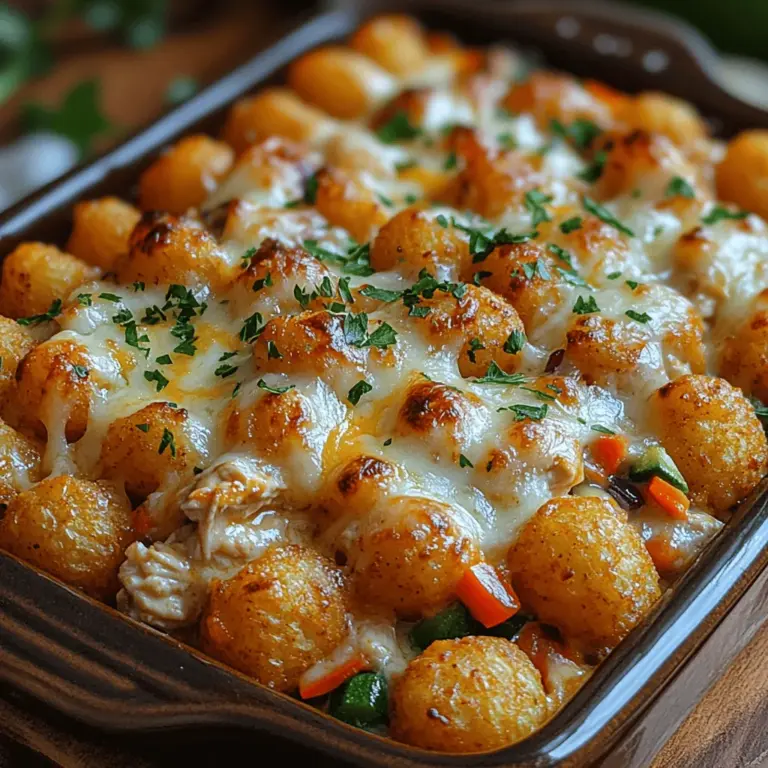 Der Käse-Hühnchen-Tater-Tot-Auflauf ist ein wahrer Klassiker der modernen Küche, der nicht nur durch seinen köstlichen Geschmack besticht, sondern auch durch seine einfache Zubereitung. In der heutigen schnelllebigen Welt suchen viele Menschen nach Gerichten, die wenig Zeit in Anspruch nehmen, gleichzeitig aber sättigend und voller Geschmack sind. Dieser Auflauf vereint all diese Eigenschaften und ist daher nicht nur bei Familien beliebt, sondern eignet sich auch hervorragend für gesellige Zusammenkünfte oder als unkompliziertes Abendessen nach einem langen Tag.
