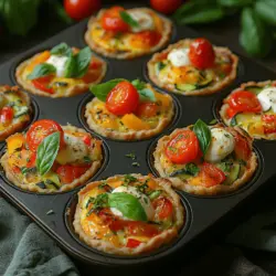Bevor wir mit der Zubereitung beginnen, werfen wir einen Blick auf die Zutaten, die Sie für diese Mini Sommergemüse-Quiches benötigen: