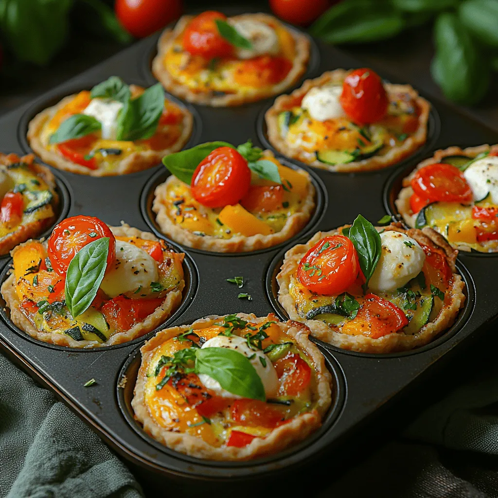 Bevor wir mit der Zubereitung beginnen, werfen wir einen Blick auf die Zutaten, die Sie für diese Mini Sommergemüse-Quiches benötigen: