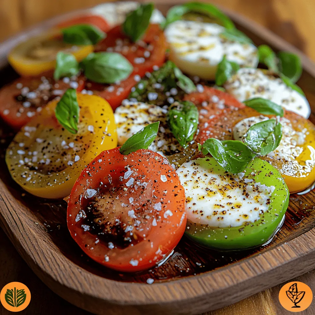 Der Caprese-Salat ist ein zeitloser Klassiker der italienischen Küche, der die frischen Aromen von Tomaten, Mozzarella und Basilikum vereint. Seine Wurzeln liegen auf der malerischen Insel Capri und er ist nicht nur eine Gaumenfreude, sondern auch ein Augenschmaus. Mit seiner einfachen Zubereitung und den wenigen, aber hochwertigen Zutaten ist der Caprese-Salat ein Paradebeispiel für die italienische Philosophie der Küche: Weniger ist mehr. In dieser modernen Interpretation bringen wir eine aufregende Vielfalt an Erbstück-Tomaten und erlesenen Zutaten ins Spiel, um den traditionellen Genuss neu zu erfinden. Ob als Vorspeise oder als Beilage – dieser Salat ist nicht nur geschmacklich ein Hit, sondern auch ein echter Blickfang auf jedem Tisch.