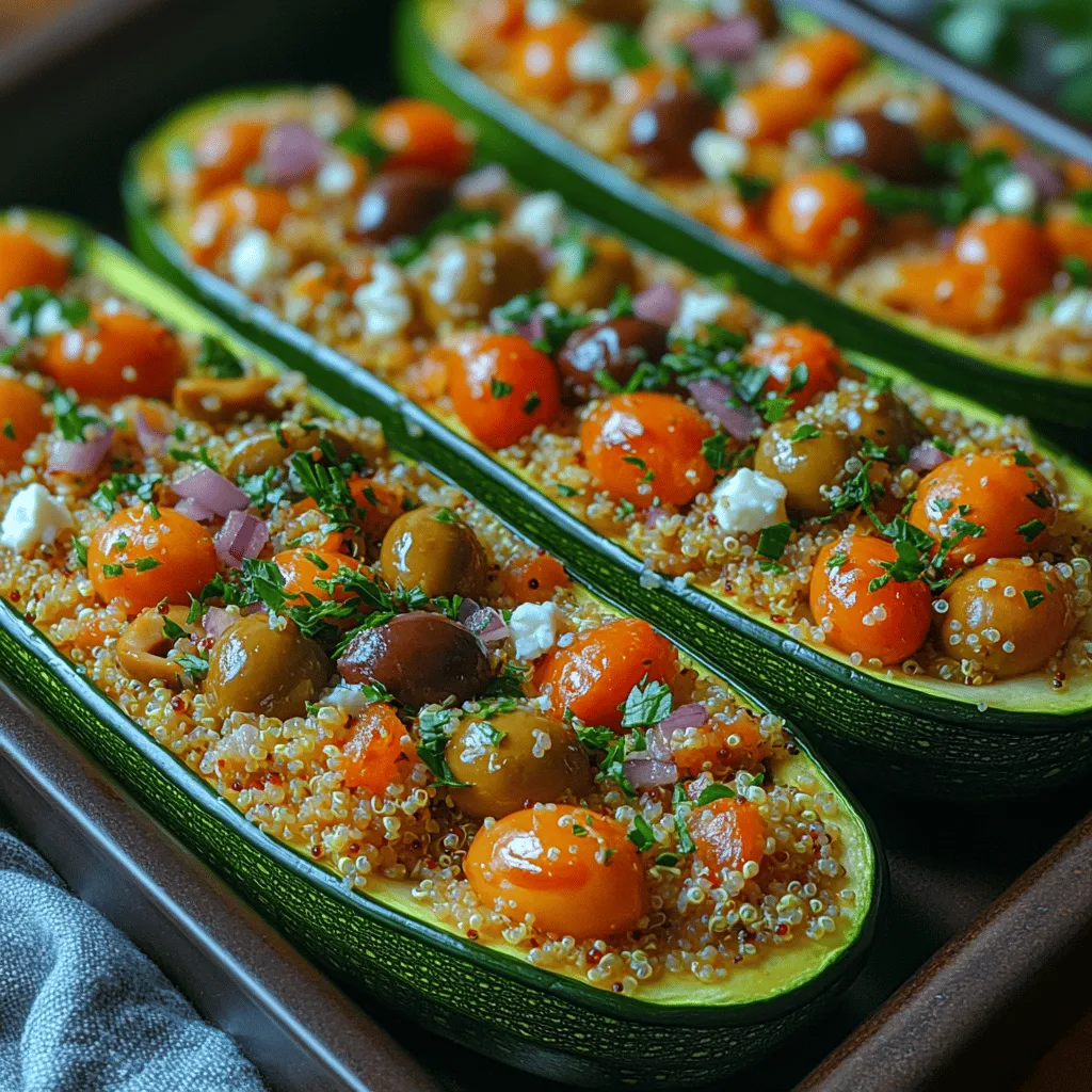 Herzhafte Mediterrane Gefüllte Zucchini-Boote sind nicht nur ein Genuss für den Gaumen, sondern auch eine gesunde und nahrhafte Wahl für jede Mahlzeit. Diese köstlichen Boote sind gefüllt mit einer Mischung aus Quinoa, frischem Gemüse und aromatischen Gewürzen, die zusammen eine perfekte Balance der mediterranen Aromen bieten. Der mediterrane Lebensstil ist nicht nur für seine köstlichen Speisen bekannt, sondern auch für die zahlreichen gesundheitlichen Vorteile, die mit der Ernährung in dieser Region verbunden sind. Zucchini, Quinoa, frisches Gemüse und aromatische Kräuter bilden eine harmonische Kombination, die sowohl sättigend als auch nährstoffreich ist. Ob als Hauptgericht oder als Beilage – gefüllte Zucchini sind vielseitig und einfach zuzubereiten.