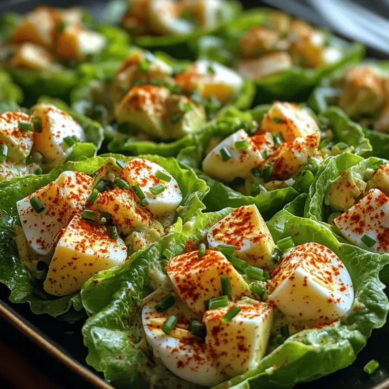 Um die Cremigen Avocado-Ei-Salat-Lettucecups zuzubereiten, benötigen Sie einige einfache, aber bedeutende Zutaten. Jede Zutat hat ihre eigenen gesundheitlichen Vorteile und trägt zur köstlichen Geschmackskombination bei. Im Folgenden gehen wir auf die einzelnen Zutaten ein und erläutern, warum sie wertvoll für Ihr Gericht sind.