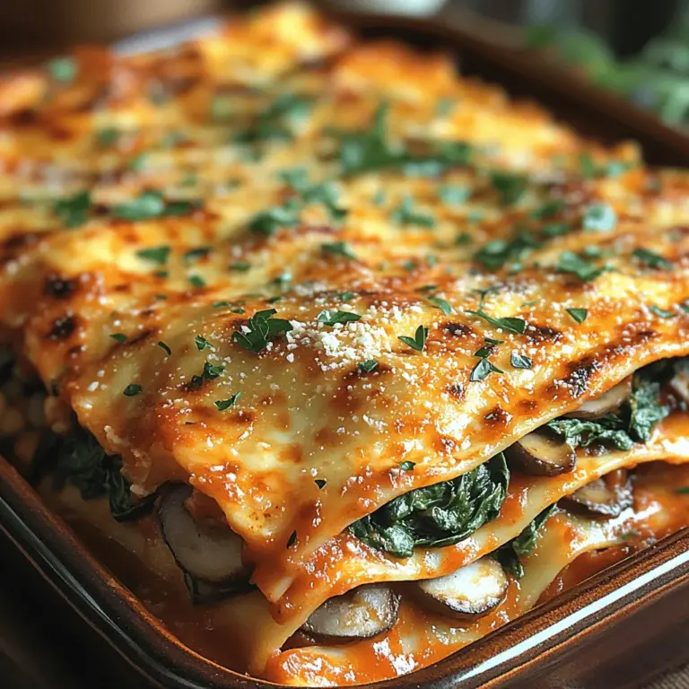 Für die Zubereitung der herzhaften Spinat & Pilz Lasagne benötigen Sie eine Vielzahl von frischen Zutaten, die für den köstlichen Geschmack und die Textur des Gerichts entscheidend sind. Hier ist eine umfassende Liste der benötigten Zutaten: