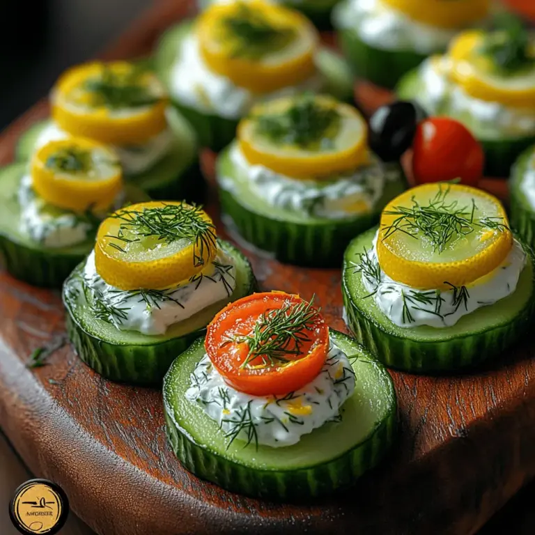 In der modernen Küche ist es wichtiger denn je, frische und gesunde Snacks zu integrieren, die sowohl köstlich als auch nahrhaft sind. Die Zitronen-Dill Gurkenhäppchen sind eine hervorragende Wahl, wenn es darum geht, Geschmack und Gesundheit zu vereinen. Diese kleinen Häppchen sind nicht nur ein Genuss für den Gaumen, sondern auch ein Fest für die Augen. Der erfrischende Geschmack der Gurken gepaart mit der cremigen Frischkäsemischung und dem zarten Aroma von frischem Dill und Zitrone macht sie zu einem perfekten Snack für Partys, als Vorspeise oder einfach als gesunde Kleinigkeit für zwischendurch.