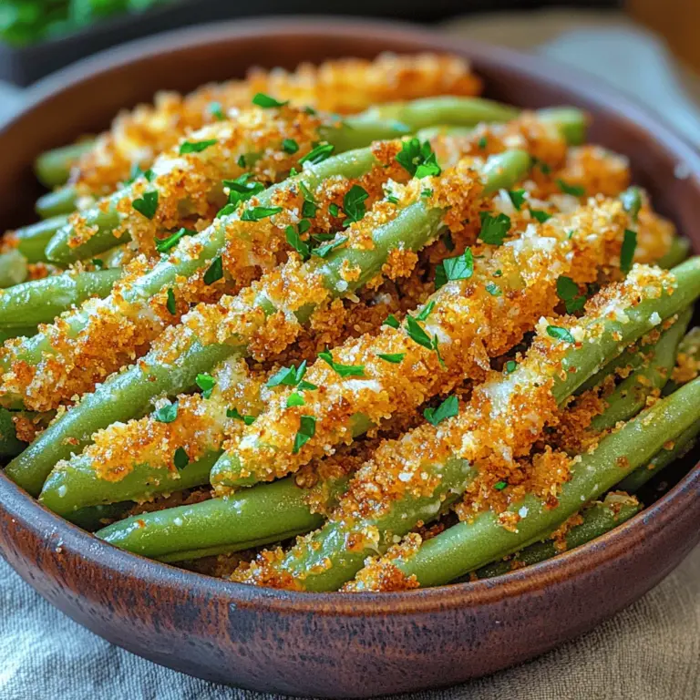 Die Hauptbestandteile für die Crispy Garlic Parmesan Green Bean Fries sind frisch gewaschene grüne Bohnen, Semmelbrösel, Parmesan, Knoblauch und eine Auswahl an Gewürzen. Jede Zutat trägt zur Textur und zum Geschmack des Gerichts bei. Lassen Sie uns die Zutaten im Detail betrachten: