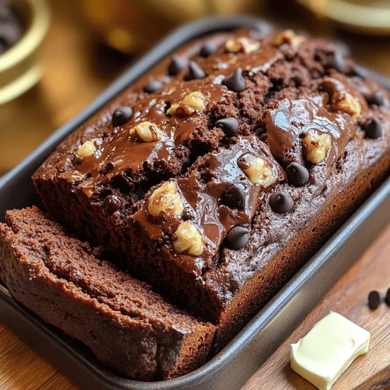 Das Doppelt-Schokoladige Bananenbrot ist eine köstliche Kombination aus reifen Bananen und schokoladigen Aromen, die perfekt für eine süße Versuchung ist. Dieses Rezept ist nicht nur einfach zuzubereiten, sondern auch ideal, um überreife Bananen zu verwerten. Anstatt diese Früchte wegzuwerfen, kannst du sie in ein saftiges, schokoladiges Brot verwandeln, das sowohl zum Frühstück als auch zum Nachmittagskaffee genossen werden kann. Die Kombination aus schokoladigen Stückchen und der natürlichen Süße der Bananen sorgt für ein Geschmackserlebnis, das nicht nur Kinder, sondern auch Erwachsene begeistert.