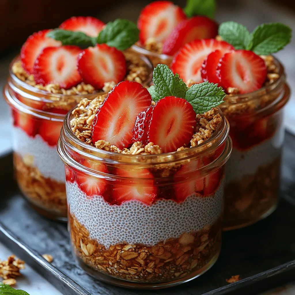 Süße Erdbeer-Chia-Parfaits sind nicht nur ein Augenschmaus, sondern auch ein nährstoffreicher Snack oder Dessert, das sich perfekt für verschiedene Anlässe eignet. Ob als erfrischendes Frühstück an einem warmen Sommertag, als gesunder Snack für zwischendurch oder als schmackhaftes Dessert für Gäste – dieses Rezept bietet eine harmonische Kombination aus süßen Erdbeeren, cremigem Chia-Pudding und knusprigem Granola. Die Zubereitung ist einfach und schnell, sodass auch Kochanfänger in der Küche glänzen können.