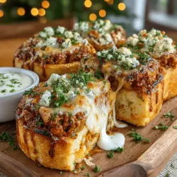 Wenn du auf der Suche nach einem köstlichen und gesunden Gericht bist, das sowohl bei Freunden als auch bei der Familie Anklang findet, dann sind die Buffalo Ranch Hähnchen Pizza-Röllchen genau das Richtige für dich! Dieses Rezept vereint die pikanten Aromen von Buffalo-Sauce und cremigem Ranch-Dressing mit zartem Hähnchen und geschmolzenem Käse. Ideal für Partys, als Snack oder sogar als Hauptgericht – diese Röllchen sind leicht zuzubereiten und bieten ein Geschmackserlebnis, das du nicht verpassen möchtest.
