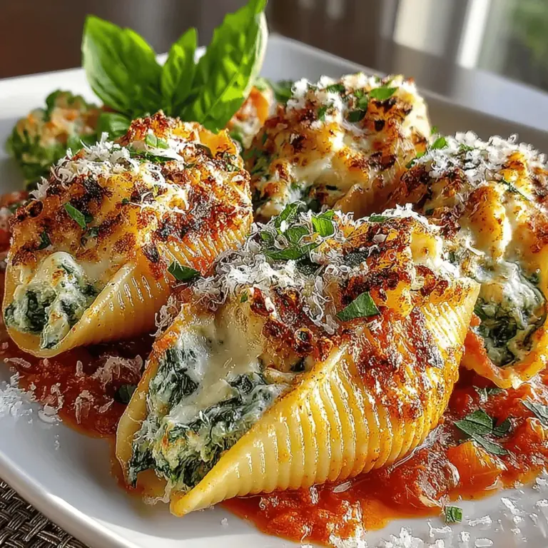 Die cremigen Spinat-Ricotta-Nudel-Schalen sind nicht nur ein köstliches Gericht, sondern auch ein wunderbares Beispiel für die italienische Küche, die für ihre herzhaften und geschmackvollen Rezepte bekannt ist. Dieses Gericht vereint die zarte Textur von Nudelschalen mit einer reichhaltigen Füllung aus frischem Spinat und Ricotta-Käse, die durch schmelzenden Mozzarella und Parmesan perfekt ergänzt wird. Ideal für ein Familienessen oder ein besonderes Abendessen mit Freunden, erfreuen sich diese Nudel-Schalen großer Beliebtheit, da sie sowohl sättigend als auch voller Aromen sind.