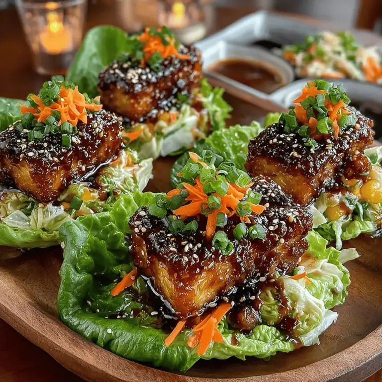 Klebrige glasierte Tofu-Lettuce-Boote sind nicht nur ein festliches Gericht, sondern auch eine wunderbare Möglichkeit, die Aromen der asiatischen Küche in Ihre eigenen vier Wände zu bringen. Dieses Gericht kombiniert die herzhaften, süßen und würzigen Noten einer köstlichen Glasur mit der frischen Leichtigkeit von knackigem Salat. Die Tofu-Würfel werden in der Pfanne goldbraun gebraten und dann in einer aromatischen Mischung aus Sojasauce, Hoisinsauce und Ingwer geschwenkt. Die Verwendung von Salatblättern als „Boote“ macht diese Speise nicht nur optisch ansprechend, sondern bietet auch eine gesunde Alternative zu traditionellen Wraps oder Brötchen.
