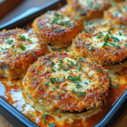 Der cremige Auberginen-Parmesan-Auflauf ist ein köstliches Gericht, das die Aromen Italiens in Ihr Zuhause bringt. Auberginen, auch als Eierfrüchte bekannt, sind nicht nur vielseitig, sondern auch eine hervorragende Quelle für Ballaststoffe und Antioxidantien. Die Kombination aus gebackenen Auberginen, würziger Marinara-Sauce und einer Mischung aus verschiedenen Käsesorten macht diesen Auflauf zu einem echten Genuss für die Sinne.