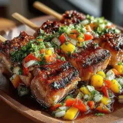 Die tropischen Thunfisch-Spieße mit Mangosalsa entführen dich auf eine kulinarische Reise in die südlichen Gefilde. Dieses Gericht kombiniert die frischen Aromen von mariniertem Thunfisch und einer fruchtig-scharfen Mangosalsa, die nicht nur den Gaumen erfreuen, sondern auch eine gesunde Wahl für alle Fischliebhaber darstellen. Ursprünglich in den Küstenregionen der Tropen beheimatet, hat sich dieses Rezept zu einem beliebten Grillgericht entwickelt, das perfekt für Sommerpartys, Grillabende oder auch einfach nur als leichtes Mittagessen geeignet ist.