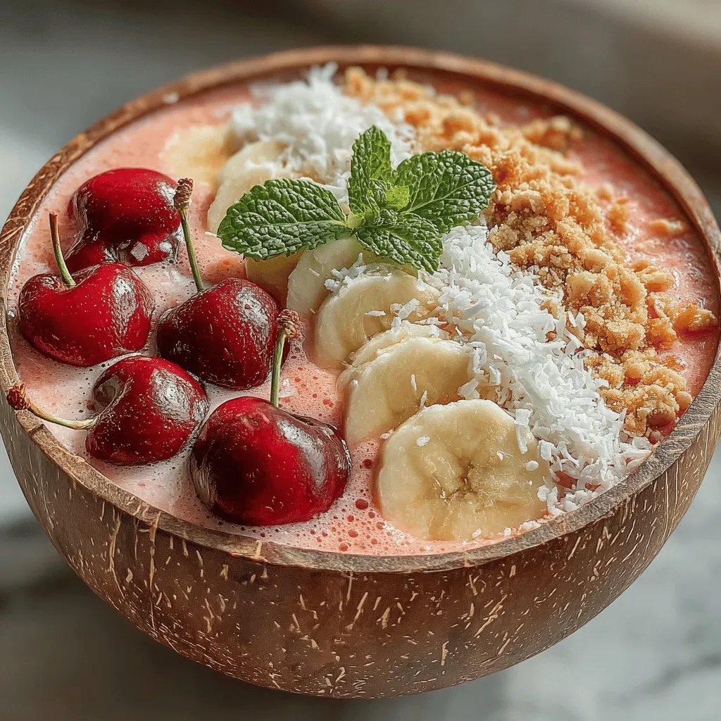 Die Kirschen-Wohlfühl-Smoothie-Bowl ist nicht nur ein kulinarisches Highlight, sondern auch ein wahrer Gesundheitskick. Mit ihrer leuchtenden Farbe und cremigen Konsistenz spricht diese Schüssel alle Sinne an. Die Kombination aus gefrorenen Kirschen und Banane sorgt nicht nur für einen fruchtigen Geschmack, sondern liefert auch eine Fülle an Nährstoffen. Kirschen sind reich an Antioxidantien, die entzündungshemmend wirken und das Immunsystem stärken. Diese Smoothie-Bowl ist somit nicht nur ein Genuss, sondern auch ein Schritt in Richtung eines gesünderen Lebensstils.