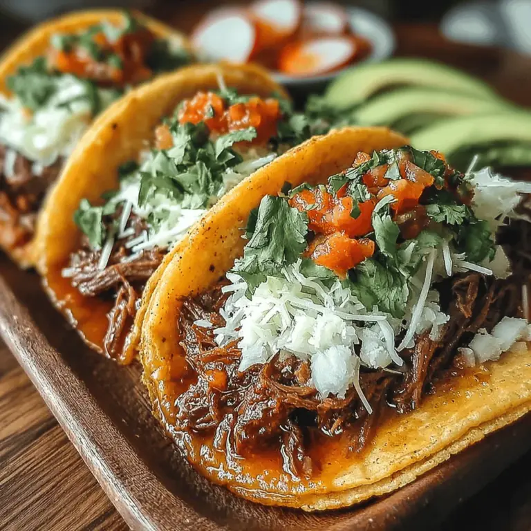 Willkommen in der Welt der köstlichen und herzhaften Tacos! Heute präsentiere ich Ihnen ein Rezept für langsam gekochte zerrissene Rindfleisch-Tacos, das nicht nur den Gaumen verwöhnt, sondern auch eine wunderbare Möglichkeit ist, mit Freunden und Familie zu teilen. Diese Tacos sind perfekt für gesellige Abende oder auch für eine entspannte Familienmahlzeit, bei der jeder seine eigenen Tacos nach Lust und Laune zusammenstellen kann.
