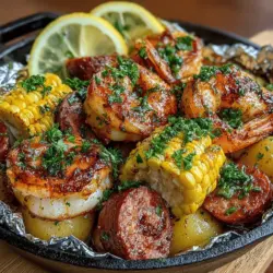 Das Shrimp Boil Foil Packets Rezept ist eine wunderbare Möglichkeit, frische Meeresfrüchte und Gemüse in einem unkomplizierten und schmackhaften Gericht zu vereinen. Dieses Rezept ist nicht nur perfekt für ein geselliges Grillfest im Freien, sondern auch für ein schnelles Abendessen an einem hektischen Wochentag. Die Kombination aus großen Garnelen, kleinen Kartoffeln, süßem Mais und würziger Wurst ergibt eine harmonische Geschmacksfusion, die jeden Gaumen erfreut.
