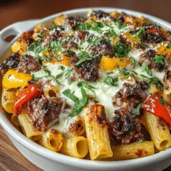 Willkommen in der Welt der köstlichen Aromen und herzhaften Kombinationen! Das Rezept für gebackene Wurst- und Paprika-Penne ist nicht nur eine einfache und schmackhafte Mahlzeit, sondern auch ein wunderbares Beispiel für die italienische Küche, die oft mit frischen Zutaten und reichhaltigen Geschmäckern spielt. Dieses Gericht kombiniert die Würze italienischer Wurst mit der Süße von Paprika und der Cremigkeit von geschmolzenem Käse. Es ist perfekt für ein Familienessen oder ein geselliges Beisammensein mit Freunden.