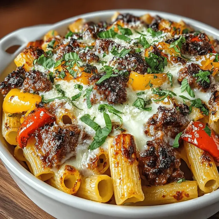 Willkommen in der Welt der köstlichen Aromen und herzhaften Kombinationen! Das Rezept für gebackene Wurst- und Paprika-Penne ist nicht nur eine einfache und schmackhafte Mahlzeit, sondern auch ein wunderbares Beispiel für die italienische Küche, die oft mit frischen Zutaten und reichhaltigen Geschmäckern spielt. Dieses Gericht kombiniert die Würze italienischer Wurst mit der Süße von Paprika und der Cremigkeit von geschmolzenem Käse. Es ist perfekt für ein Familienessen oder ein geselliges Beisammensein mit Freunden.