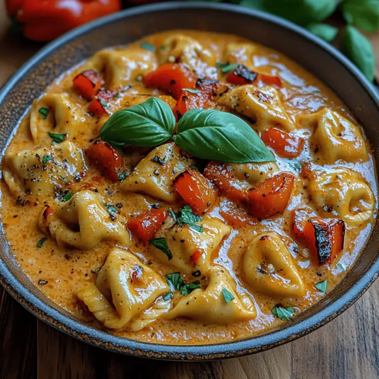 Die cremigen Tortellini mit gerösteten Paprika sind ein wunderbares Beispiel für die Fusion von Aromen und Texturen, die die italienische Küche so beliebt machen. Tortellini, gefüllt mit köstlichem Käse, werden hier in einer samtigen, aromatischen Sauce aus frisch gerösteten Paprika, Zwiebeln und Knoblauch serviert. Dieses Gericht ist nicht nur einfach zuzubereiten, sondern bietet auch eine Vielzahl von Geschmäckern, die sowohl Vegetarier als auch Fleischliebhaber begeistern.