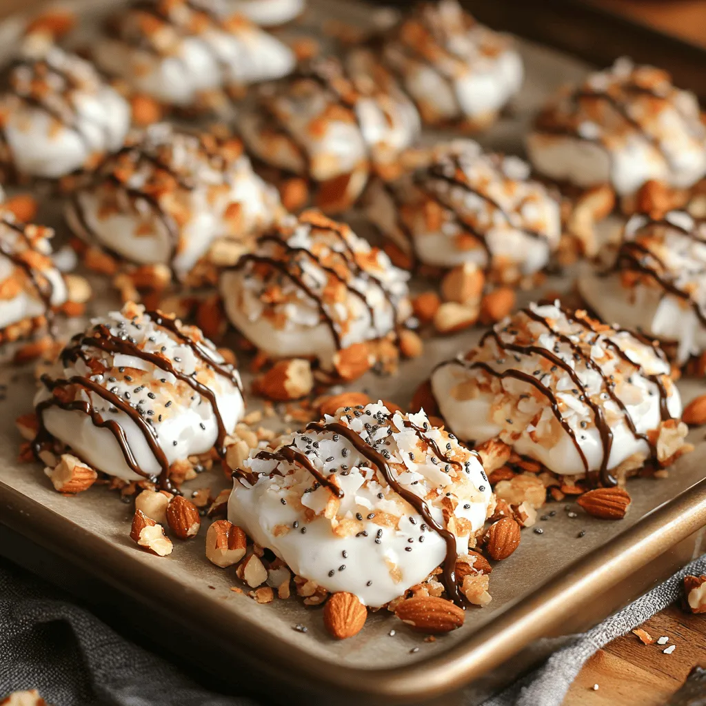 Willkommen zu unserem Rezept für die tropischen Freude: süße Kokos-Joghurt-Klumpen! Dieses Rezept vereint die köstliche Frische von griechischem Joghurt mit der exotischen Süße von Kokosnuss und knackigen Nüssen. Diese gefrorenen Leckereien sind nicht nur ein Genuss für den Gaumen, sondern auch eine gesunde Snack-Option für jede Gelegenheit. Egal, ob du nach einer erfrischenden Nachspeise für den Sommer suchst oder ein schnelles, nährstoffreiches Dessert zubereiten möchtest – diese Kokos-Joghurt-Klumpen sind die perfekte Wahl.