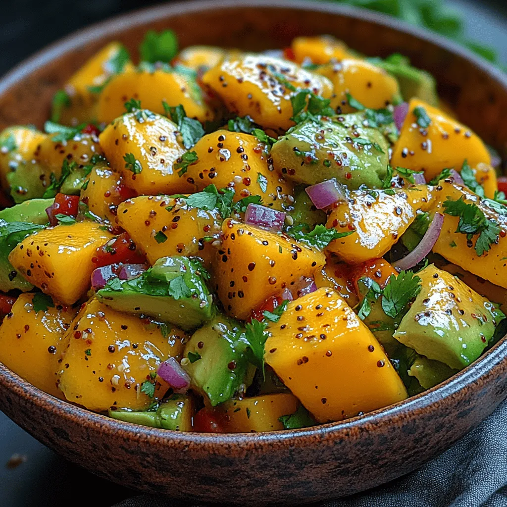 Die Sommermonate bringen nicht nur warmes Wetter, sondern auch eine Fülle an frischen, köstlichen Zutaten mit sich. Ein Gericht, das perfekt zu dieser Jahreszeit passt, ist der Tangy Mango Avocado Salad. Diese bunte und gesunde Salatmischung kombiniert die Süße von reifen Mangos mit der Cremigkeit von Avocados und wird durch frische Kräuter und ein spritziges Dressing abgerundet. Ideal als leichtes Hauptgericht oder als Beilage zu gegrilltem Fleisch, wird dieser Salat schnell zum Highlight jedes Sommerfestes oder Picknicks.