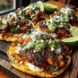 Die Würzigen Gegrillten Hähnchenstraßentacos sind nicht nur ein köstliches Gericht, sondern auch ein kulinarisches Erlebnis, das die Freiheit und Lebhaftigkeit der Straßenküche Mexikos einfängt. Diese Tacos sind perfekt für Sommerabende oder gesellige Zusammenkünfte mit Freunden und Familie. In jedem Bissen vereinen sich die Aromen von saftigem Hähnchen, frischen Kräutern und einer spritzigen Salsa Verde zu einem Geschmack, der nach mehr verlangt.