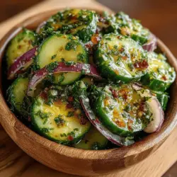 In der Welt der erfrischenden Salate gibt es kaum eine Kombination, die so einfach und doch so köstlich ist wie die von Gurken und Zwiebeln. Der Erfrischende Gurken-Zwiebel-Delight ist nicht nur ein Fest für die Augen, sondern auch eine wahre Gaumenfreude. Insbesondere in den warmen Monaten ist dieser Salat eine ideale Beilage zu Grillgerichten, Sandwiches oder einfach als leichte Mittagsoption. Die knackigen Gurken, die sanfte Schärfe der roten Zwiebeln und das aromatische Dressing vereinen sich zu einem harmonischen Erlebnis, das sowohl frisch als auch befriedigend ist.