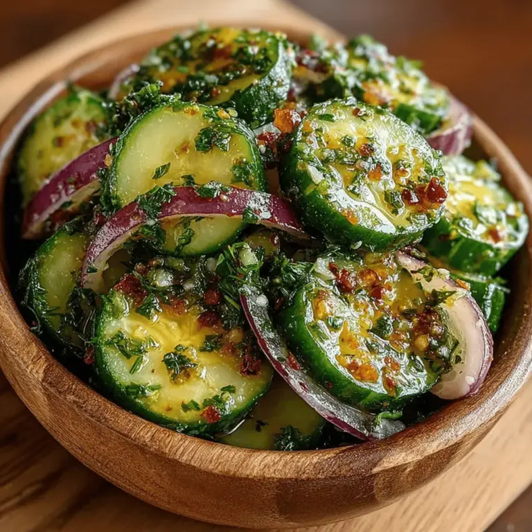 In der Welt der erfrischenden Salate gibt es kaum eine Kombination, die so einfach und doch so köstlich ist wie die von Gurken und Zwiebeln. Der Erfrischende Gurken-Zwiebel-Delight ist nicht nur ein Fest für die Augen, sondern auch eine wahre Gaumenfreude. Insbesondere in den warmen Monaten ist dieser Salat eine ideale Beilage zu Grillgerichten, Sandwiches oder einfach als leichte Mittagsoption. Die knackigen Gurken, die sanfte Schärfe der roten Zwiebeln und das aromatische Dressing vereinen sich zu einem harmonischen Erlebnis, das sowohl frisch als auch befriedigend ist.