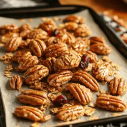 Willkommen zu einem Rezept, das nicht nur köstlich, sondern auch vielseitig ist: die knusprigen Ahorn-Zuckergeglänzten Pekanclusters. Diese kleinen Leckereien sind eine wunderbare Kombination aus nussigem Geschmack und süßer, klebriger Glasur. Ob als Snack für zwischendurch, als Topping für Joghurt oder als besondere Zutat für Desserts – diese Cluster sind immer ein Hit!