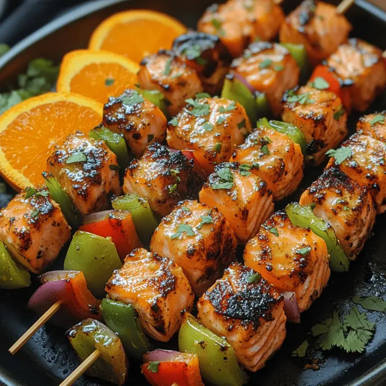 Wenn es um sommerliche Grillabende geht, sind die Zingy Orange Ginger Lachs-Spieße ein absolutes Muss! Diese köstlichen Spieße kombinieren die Zartheit von frischem Lachs mit einer spritzigen Marinade aus Orangen und Ingwer, die jedem Bissen einen Hauch von Frische und Würze verleiht. Die Kombination aus saftigem Fisch und knackigem Gemüse macht diese Spieße nicht nur zu einer geschmacklichen Offenbarung, sondern auch zu einer gesunden Wahl für jede Grillparty oder ein gemütliches Abendessen.