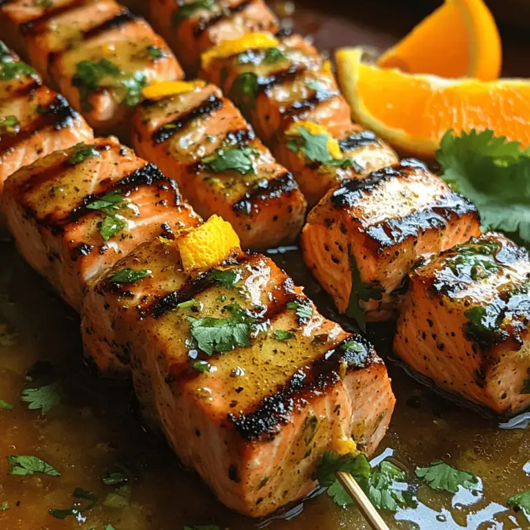 In der modernen Küche spielen Rezepte eine entscheidende Rolle, um das Kochen zu einem kreativen und genussvollen Erlebnis zu machen. Ob für ein einfaches Abendessen unter der Woche oder für ein festliches Grillen mit Freunden und Familie – die Auswahl an Rezepten ist schier endlos. Heute möchten wir Ihnen ein besonders köstliches Rezept vorstellen: Zesty Orange-Ingwer-Lachs-Spieße. Diese Spieße vereinen den frischen Geschmack von Lachs mit der spritzigen Süße von Orange und der würzigen Schärfe von Ingwer. Ideal für Grillabende oder als leichter Snack, sind diese Spieße nicht nur ein Genuss für den Gaumen, sondern auch ein echter Hingucker auf dem Teller.