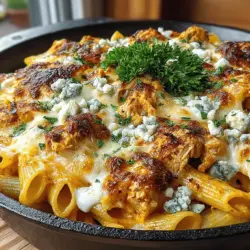Wenn Sie auf der Suche nach einem Gericht sind, das sowohl den Gaumen erfreut als auch die Seele wärmt, dann ist unser Rezept für scharfen und cremigen Buffalo Hühnchen Pasta Auflauf genau das Richtige für Sie. Dieses Gericht kombiniert die würzige Schärfe von Buffalo Wing Sauce mit der Cremigkeit von Käse und der herzhaften Substanz von Hühnchen und Pasta. Es ist eine perfekte Wahl für ein Familienessen, eine gesellige Runde mit Freunden oder einfach für die nächste Kochsession an einem gemütlichen Abend zu Hause.