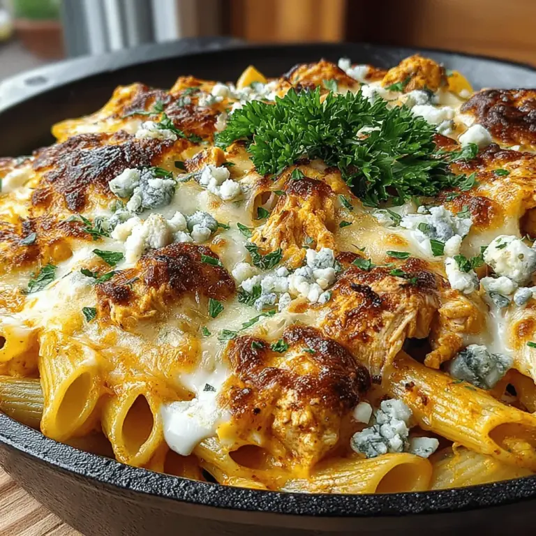 Wenn Sie auf der Suche nach einem Gericht sind, das sowohl den Gaumen erfreut als auch die Seele wärmt, dann ist unser Rezept für scharfen und cremigen Buffalo Hühnchen Pasta Auflauf genau das Richtige für Sie. Dieses Gericht kombiniert die würzige Schärfe von Buffalo Wing Sauce mit der Cremigkeit von Käse und der herzhaften Substanz von Hühnchen und Pasta. Es ist eine perfekte Wahl für ein Familienessen, eine gesellige Runde mit Freunden oder einfach für die nächste Kochsession an einem gemütlichen Abend zu Hause.