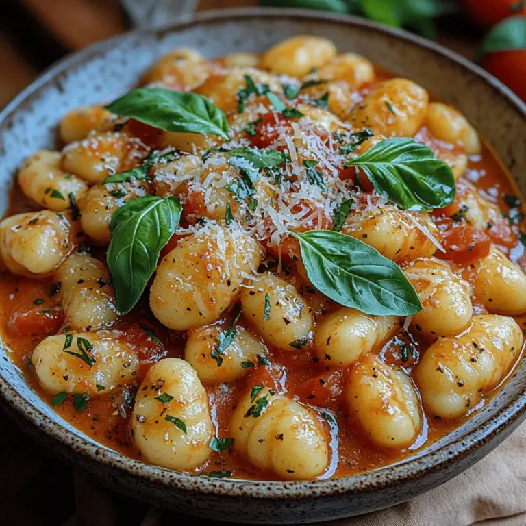Cremige Tomaten-Basilikum-Gnocchi sind nicht nur ein einfaches und schnelles Gericht, sondern auch eine wahre Gaumenfreude, die sowohl bei Familienessen als auch bei festlichen Anlässen begeistert. Die Kombination aus zarten Kartoffelgnocchi und einer reichhaltigen, cremigen Tomatensauce ist einfach unwiderstehlich. Dieses Rezept ist nicht nur köstlich, sondern bringt auch die Aromen Italiens direkt auf Ihren Tisch. Ideal für Vegetarier und alle, die eine leichte, aber sättigende Mahlzeit suchen, bietet dieses Gericht eine perfekte Balance zwischen Frische und Cremigkeit.