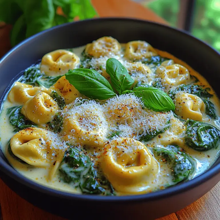 Cremige Spinach Tortellini sind nicht nur ein Fest für die Augen, sondern auch ein wahrer Gaumenschmaus, der die Herzen von Pasta-Liebhabern höherschlagen lässt. Dieses Rezept kombiniert die zarte Textur frischer Käsetortellini mit einer reichhaltigen, cremigen Sauce, die mit frischem Spinat und aromatischen Gewürzen verfeinert wird. In der heutigen schnelllebigen Welt, in der das Essen oft aus der Mikrowelle kommt, gewinnt die Zubereitung von hausgemachten Gerichten zunehmend an Bedeutung. Diese Tortellini sind nicht nur einfach zuzubereiten, sondern auch eine gesunde, nahrhafte Option für die ganze Familie.