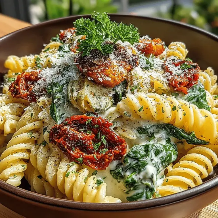 Der Erfrischende Cremige Spinat-Artischocken-Pasta-Salat ist ein wahrer Genuss für alle Pasta-Liebhaber und eine perfekte Wahl für warme Sommertage oder als Beilage zu einem Grillabend. Dieses Gericht kombiniert die köstlichen Aromen von frischem Spinat und herzhaften Artischockenherzen mit einer cremigen, geschmackvollen Sauce, die den Pasta-Salat zu einem echten Highlight macht. Egal, ob für ein Picknick, ein Familienessen oder ein Potluck, dieser Salat überzeugt durch seine Frische und Einfachheit.