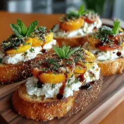 Crostini sind nicht nur ein köstlicher Snack, sondern auch eine wunderbare Möglichkeit, verschiedene Aromen und Texturen zu kombinieren. In diesem Rezept für „Peachy Goat Cheese Bliss Crostini“ verbinden sich die Süße reifer Pfirsiche mit dem cremigen, herzhaften Geschmack von Ziegenkäse, um ein Geschmackserlebnis zu schaffen, das deine Gäste begeistern wird. Diese kleinen Häppchen sind perfekt für Partys, als Vorspeise oder einfach als leichte Mahlzeit an einem warmen Sommertag.